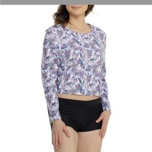 New! Coolibar Aulea Surf Rash Guard 50 + UPF womans shirt top long sleeve Large